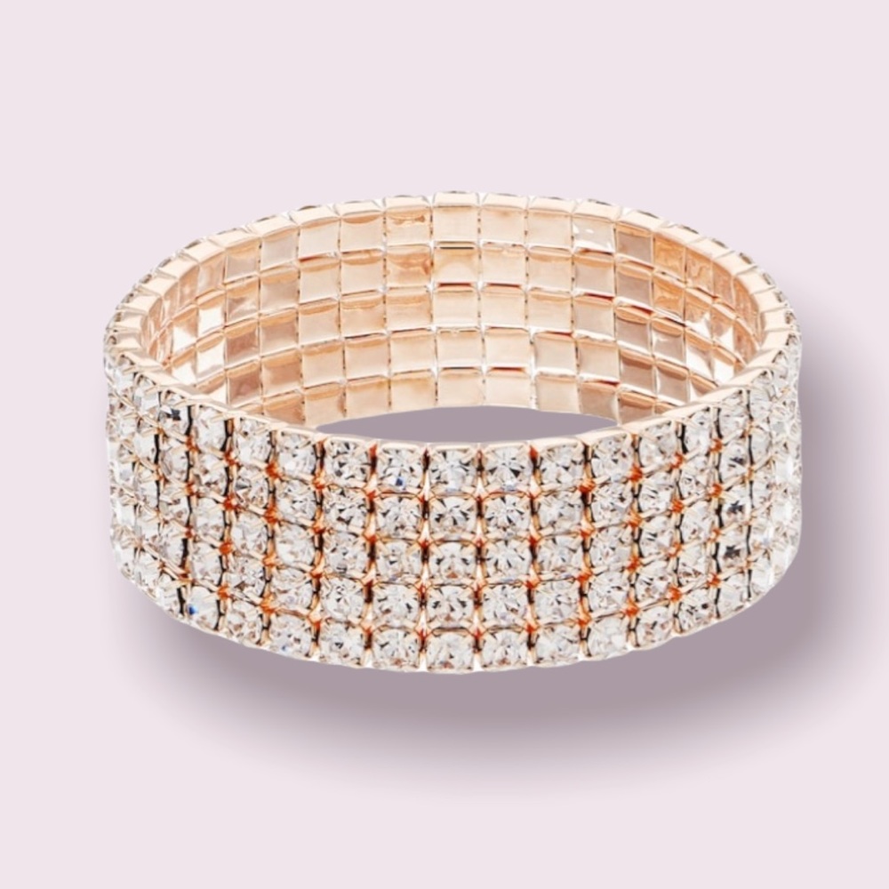 Simulated Crystal Multi Row Stretch Bracelet